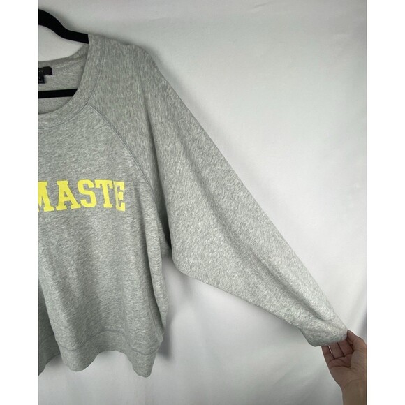 J.CREW Sweatshirt Womens Large Gray Namaste Graphic Print 100% Cotton Crew‎ Neck - Picture 5 of 11